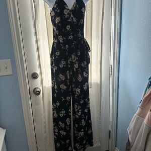 Kaileigh Dark Blue Floral Jumpsuit